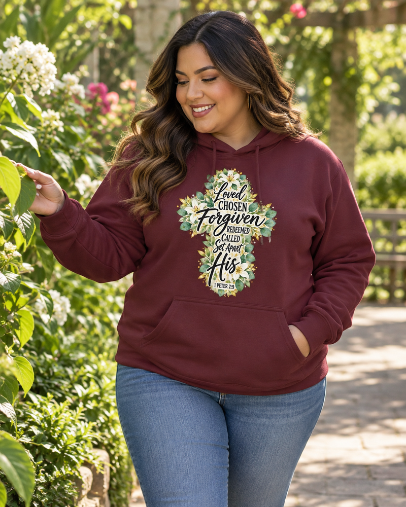 Loved Chosen Forgiven Cross Hoodie
