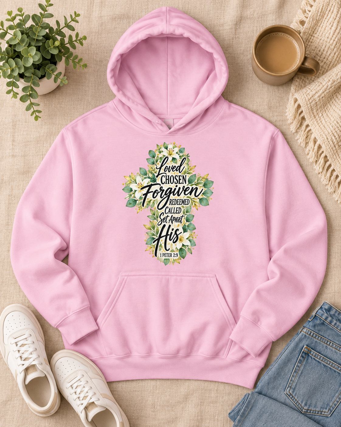 Loved Chosen Forgiven Cross Hoodie