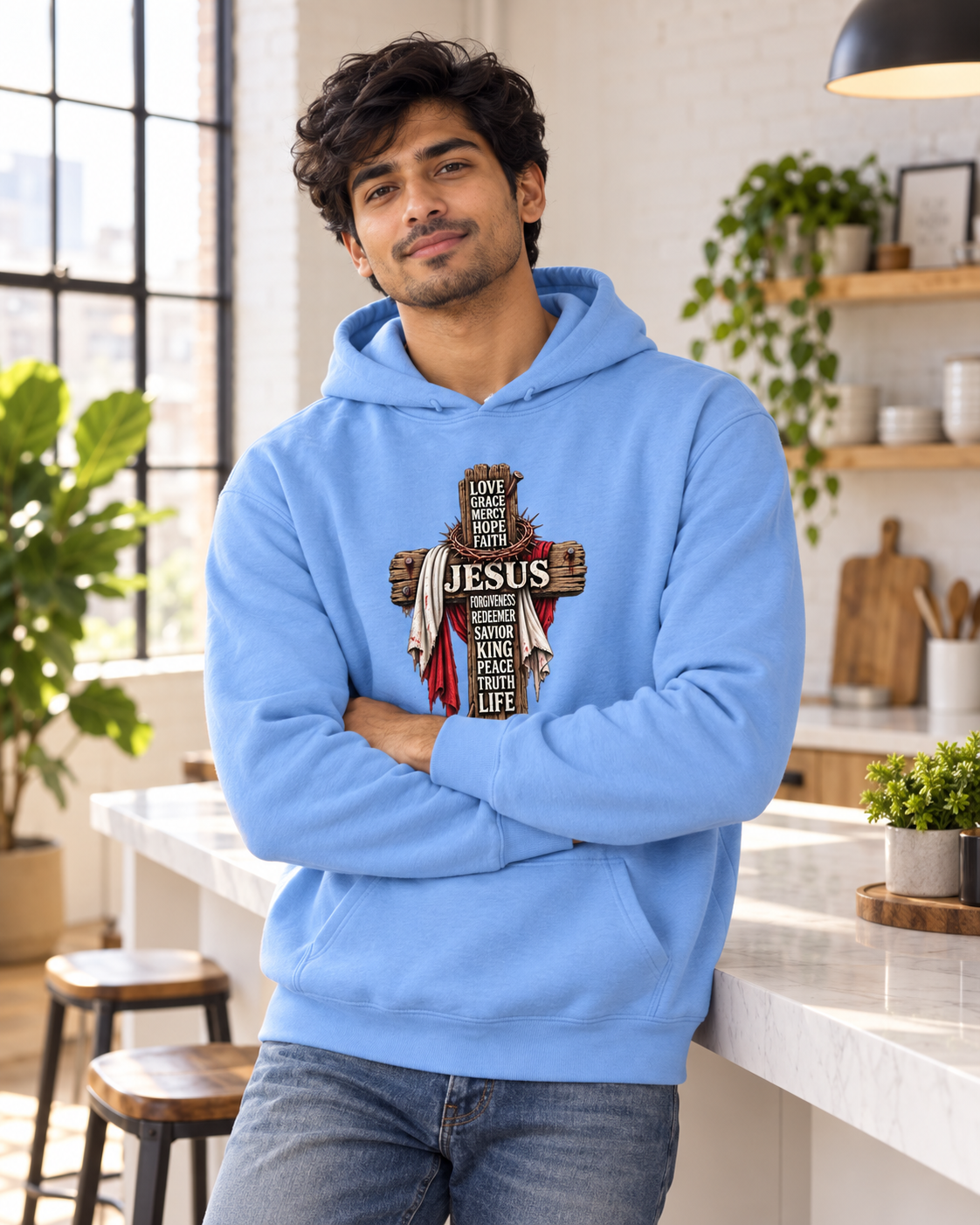 Love Grace Mercy Cross Hoodie