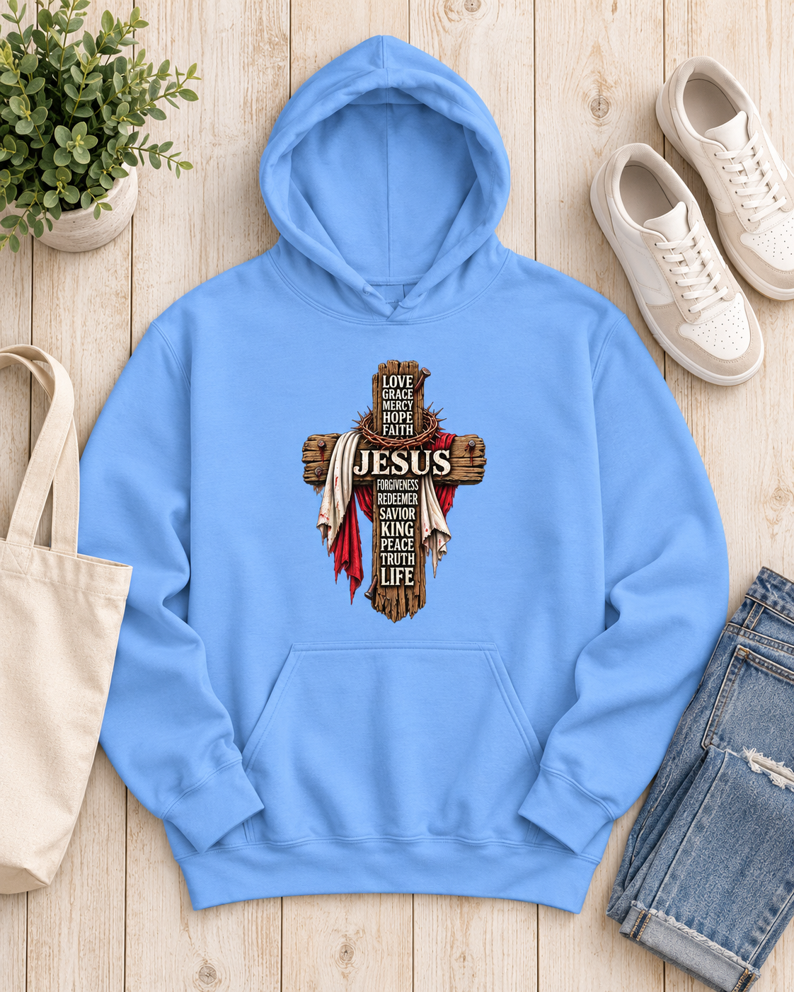 Love Grace Mercy Cross Hoodie