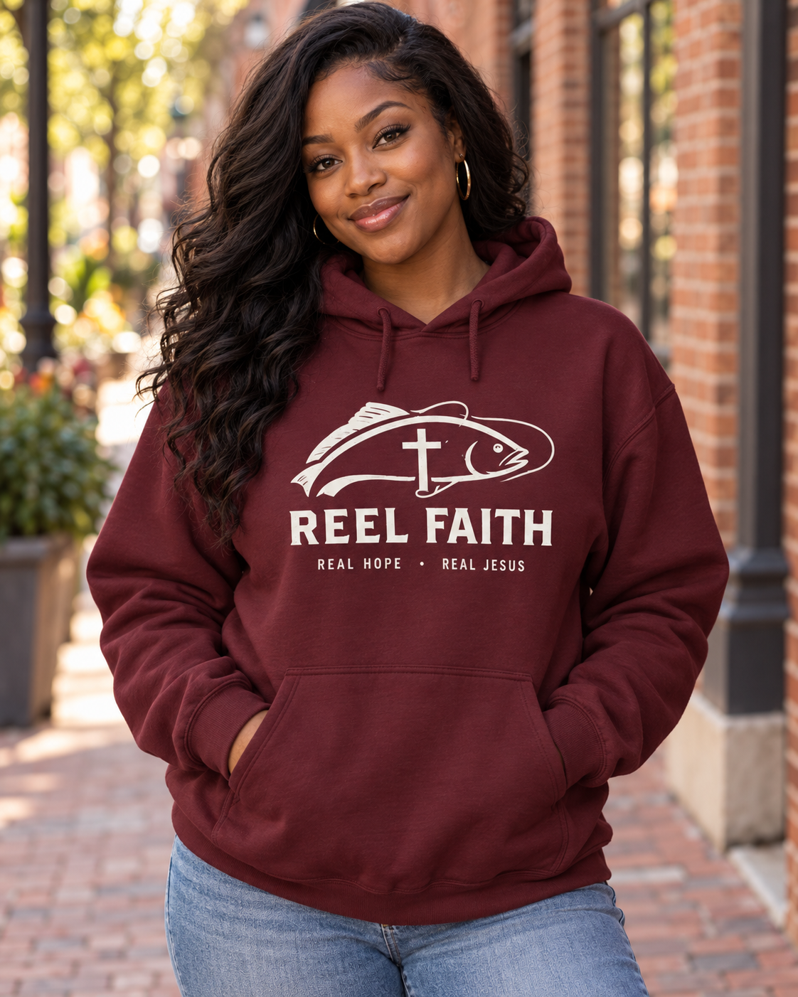 Reel Faith Hoodie — Christian Fishing Sweatshirt