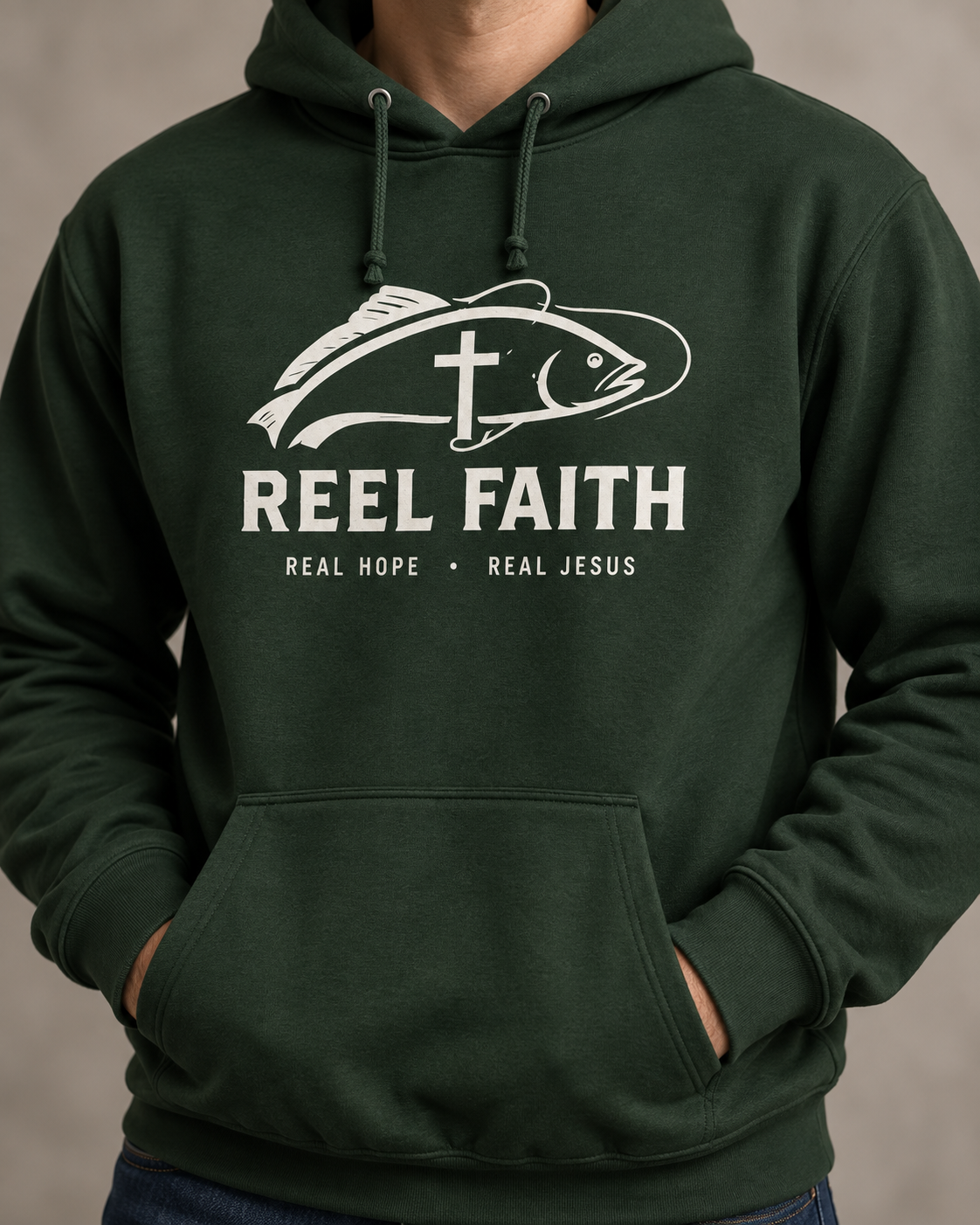 Reel Faith Hoodie — Christian Fishing Sweatshirt